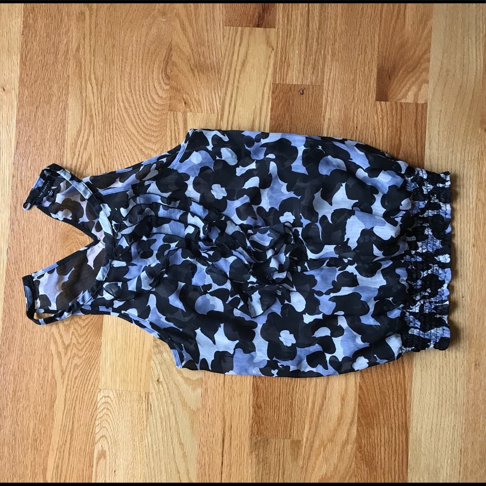 Ruffled Sleeveless Sheer Blouse